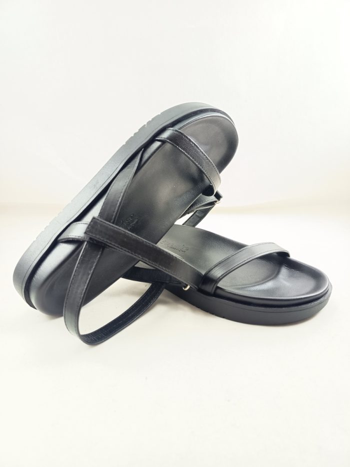 Sandalia de piel negra con cierre de velcro, Bryan footwear mod. 5112 - Imagen 4