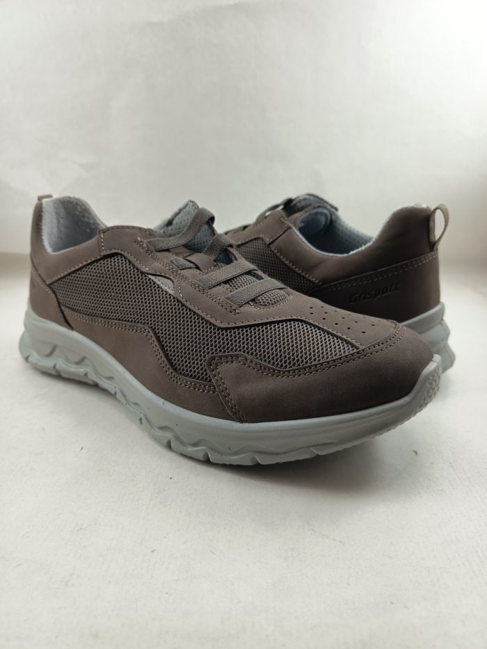Semi-sport de piel gris con cierre de cordon elastico, Grisport mod. 44518 - Imagen 2