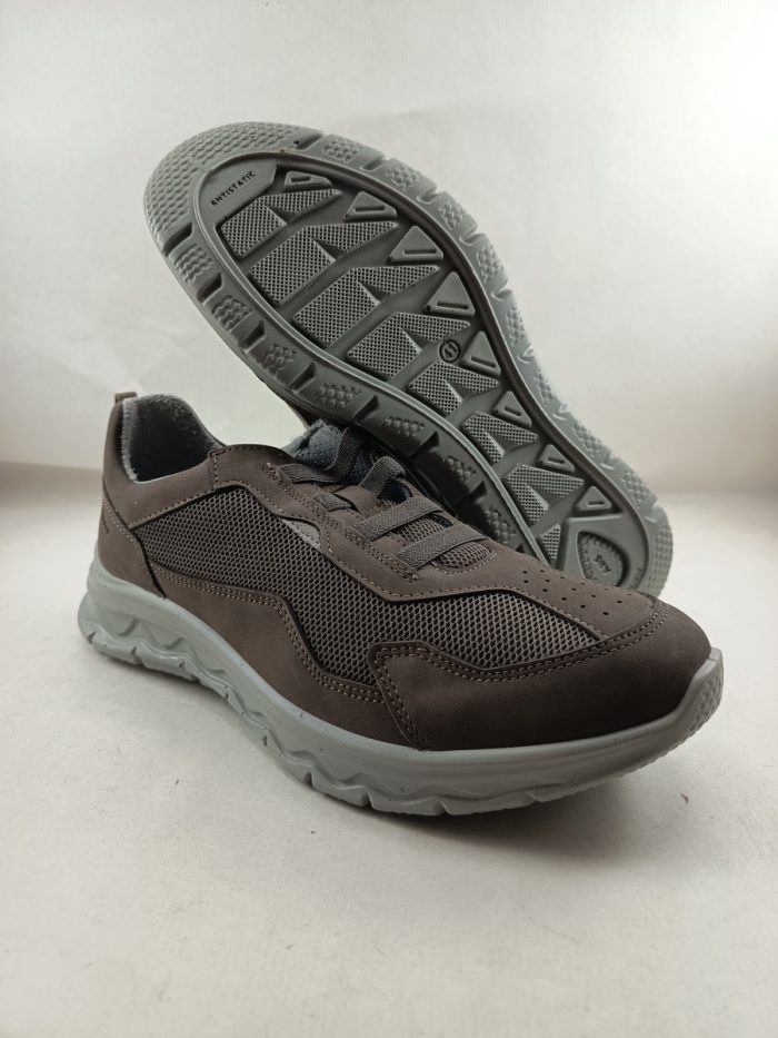 Semi-sport de piel gris con cierre de cordon elastico, Grisport mod. 44518 - Imagen 3