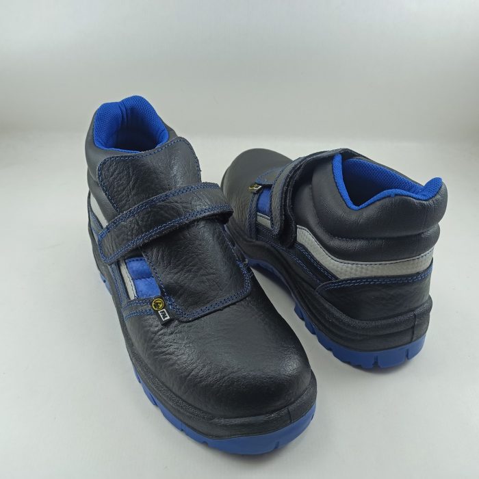 Bota de seguridad de piel negra con detalles en azul y cierre de velcro Fal seguridad mod. Segura - Imagen 3