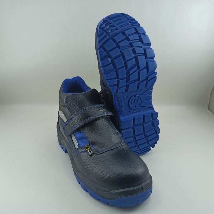 Bota de seguridad de piel negra con detalles en azul y cierre de velcro Fal seguridad mod. Segura - Imagen 4