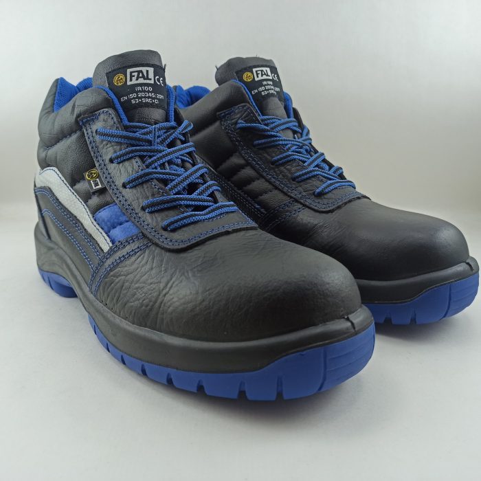 Bota de piel negra con detalle en azul, cierre de cordón Fal seguridad mod. Ebro - Imagen 2