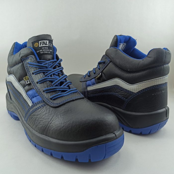 Bota de piel negra con detalle en azul, cierre de cordón Fal seguridad mod. Ebro - Imagen 3