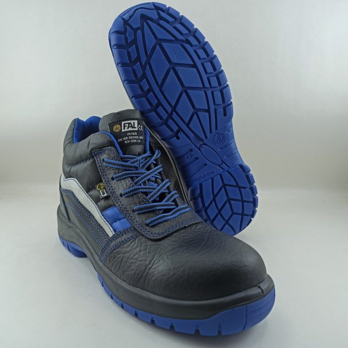 Bota de piel negra con detalle en azul, cierre de cordón Fal seguridad mod. Ebro - Imagen 4