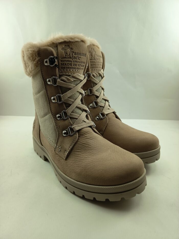Bota crema de piel con cierre de cordon, Panama Jack mod. Tuscani B28 - Imagen 2