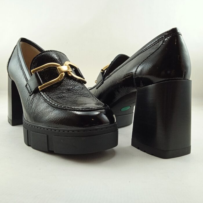 Zapato de vestir tipo mocasin negro de piel sin cierres, Unisa mod. Karia - Imagen 3