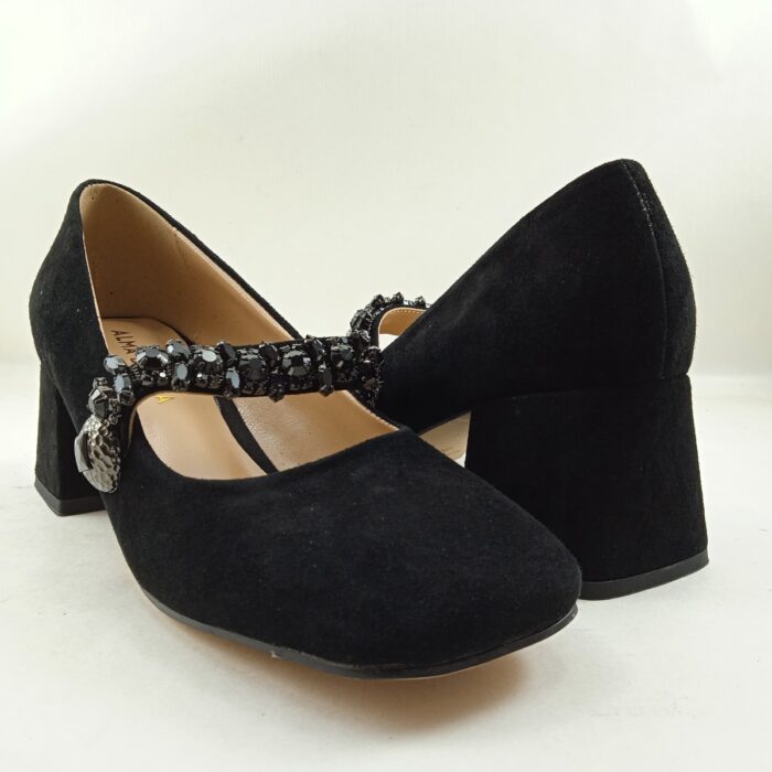 Zapato de vestir tipo mercedes en charol negro, con cierre de hebilla en empeine, Alma en Pena mod. AP-211 - Imagen 3