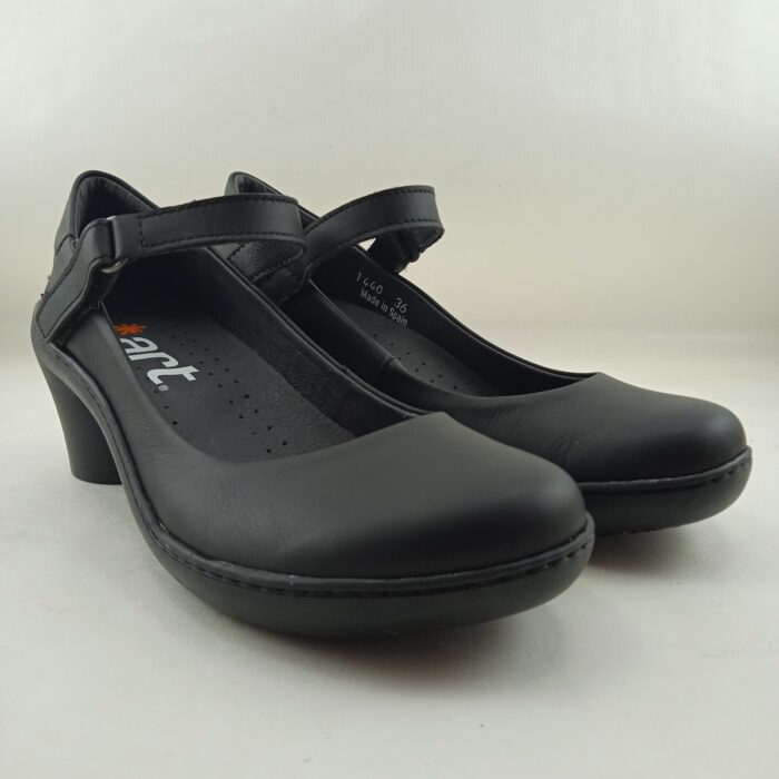 Zapato sport de piel negro con cierre de velcro, Art mod. 1440 - Imagen 2