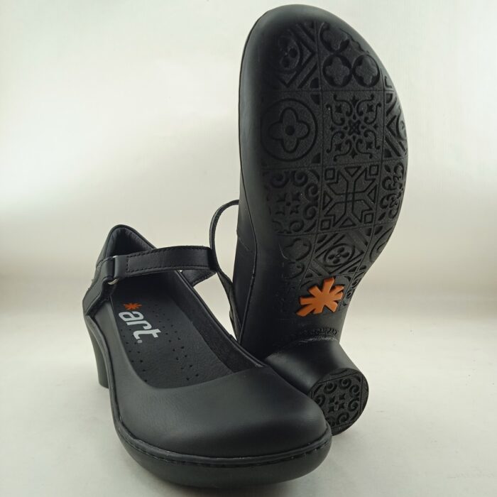 Zapato sport de piel negro con cierre de velcro, Art mod. 1440 - Imagen 4