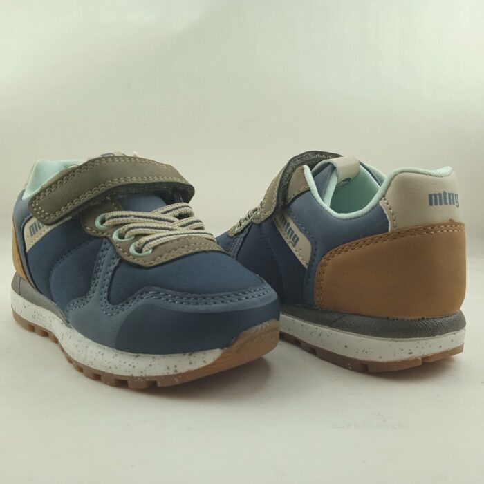Semi-sport de piel azul con cierre de velcro, Mustang kids mod. 48795V - Imagen 3