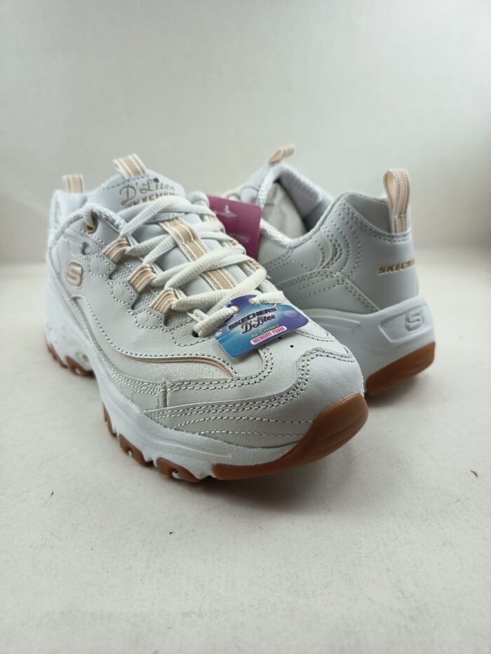 Semi-sport de piel blanco con cierre de cordon, Skechers mod. 149807 - Imagen 2