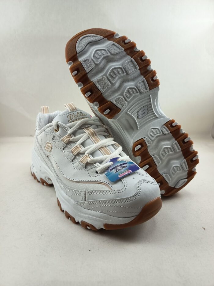 Semi-sport de piel blanco con cierre de cordon, Skechers mod. 149807 - Imagen 3