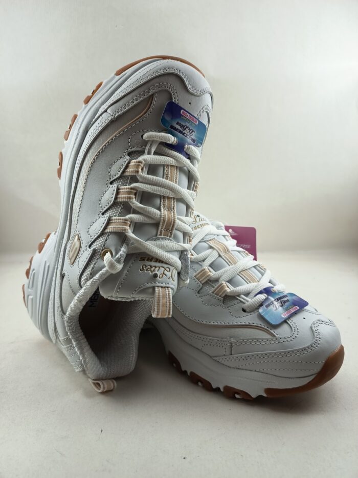Semi-sport de piel blanco con cierre de cordon, Skechers mod. 149807 - Imagen 4