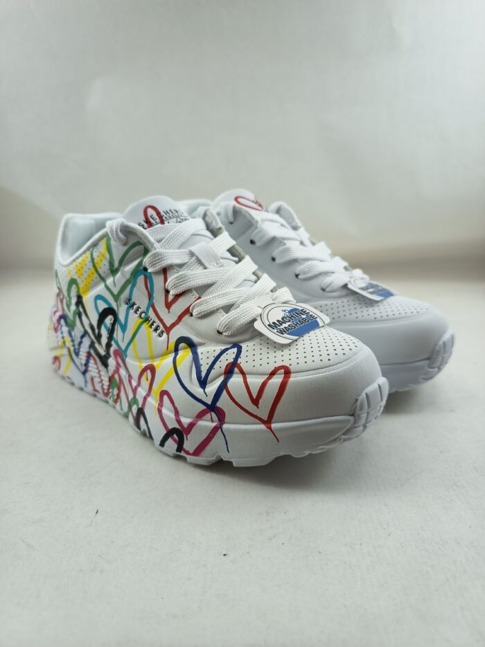 Semi-sport de piel blanco con cierre de cordon, Skechers mod. 314064 - Imagen 3