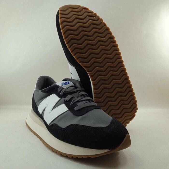 Semi-sport de ante y textil negro y gris con cierre de cordon, New balance mod. MS237GA - Imagen 4