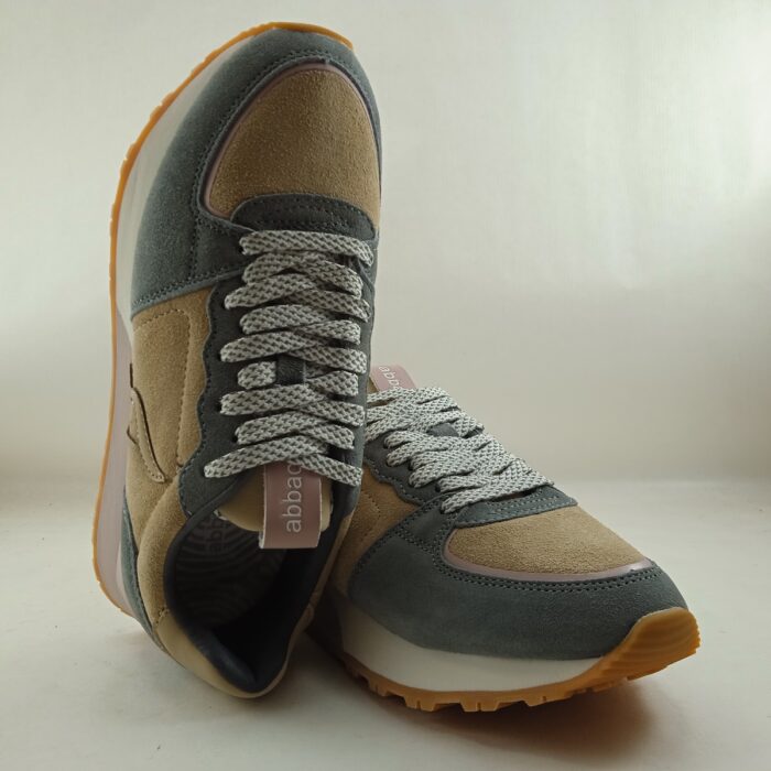 Semi-sport sintetico camel y gris con cierre de cordon, Abbacino mod. 40090-43