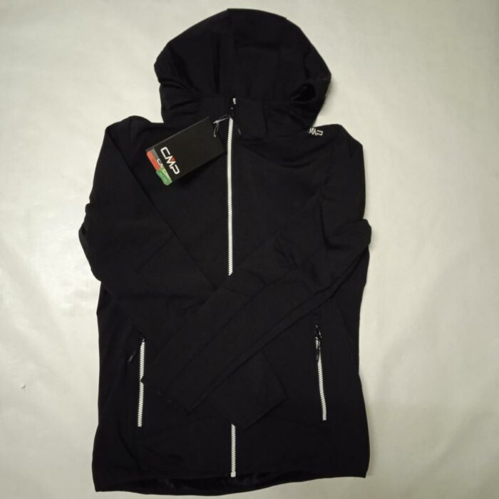 Chaqueta sintetica negra con cierre de cremallera, Cmp mod. 32A0456