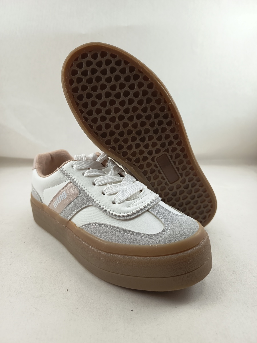 Semi-sport de piel blanco con cierre de cordon, Mustang kids mod.81198 - Imagen 3