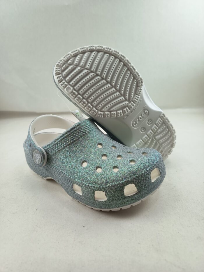 Croc classico verde de glitter sin cierres y tira trassera, Croc mod. 210985/86 - Imagen 3