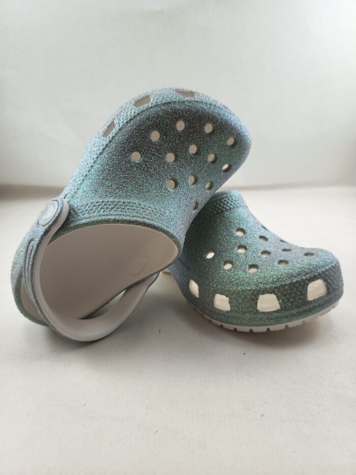 Croc classico verde de glitter sin cierres y tira trassera, Croc mod. 210985/86 - Imagen 4