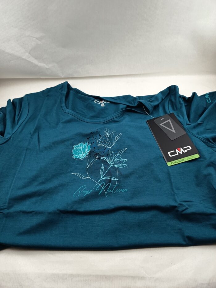 Camiseta manga corta azul sin cierres y cuello redondeado, Cmp mod. 8476