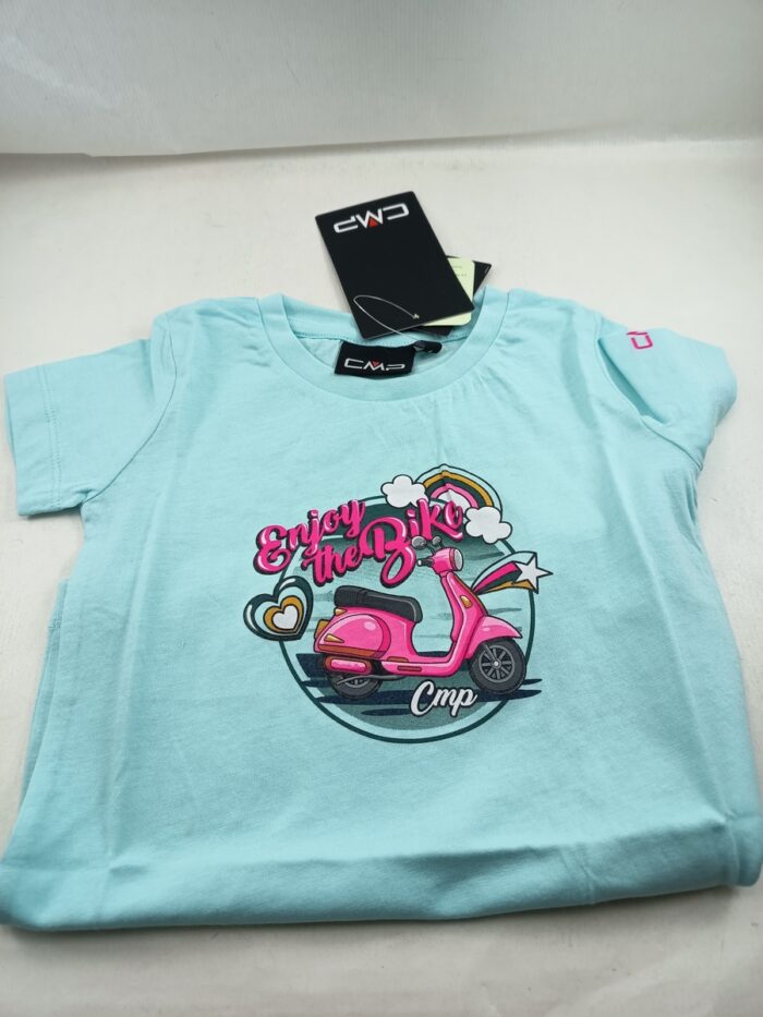 Camiseta manga corta sintetica celeste sin cierres y cuello redondeado, Cmp mod. 7865