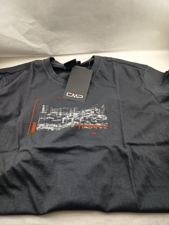 Camiseta manga corta gris sin cierres y cuello redondeado, Cmp mod. 5617