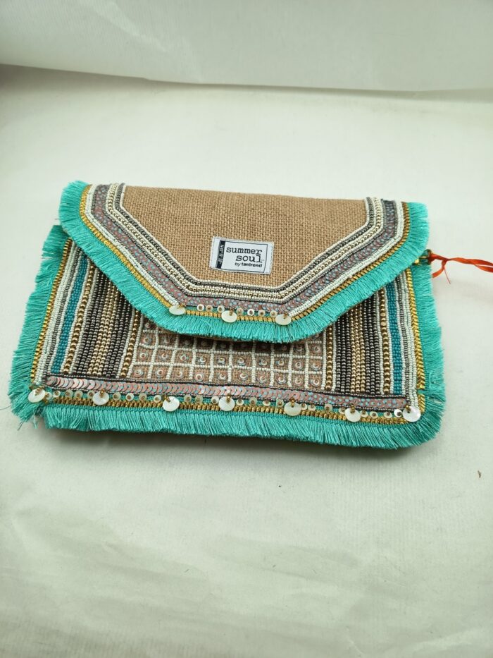 Bolso etnico celeste con cierre de crec, Tantrend bijoux mod. 860030