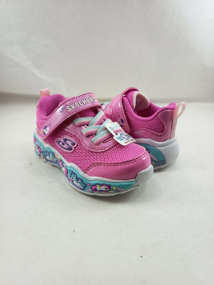 Semi-sport sintetico rosa con cierre de velcro, Skechers mod. 303158