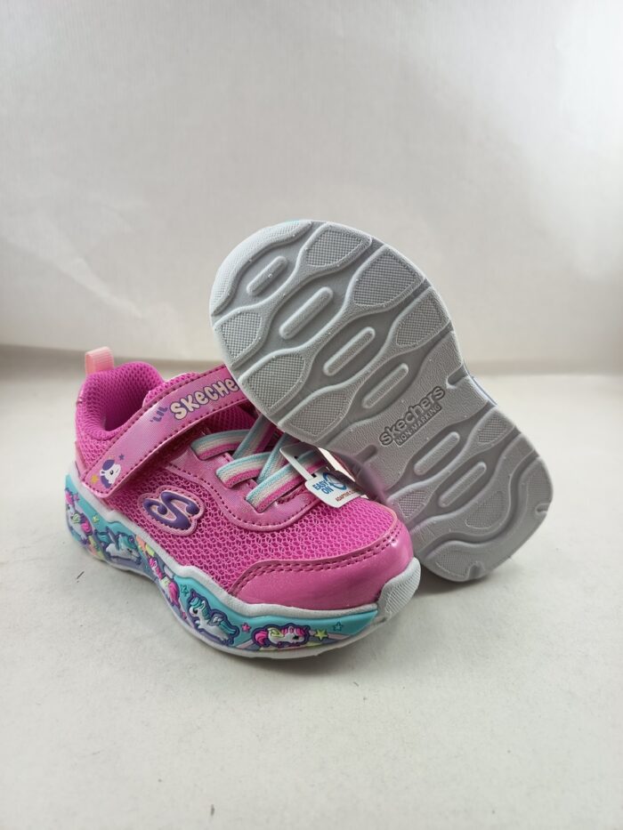 Semi-sport sintetico rosa con cierre de velcro, Skechers mod. 303158 - Imagen 2