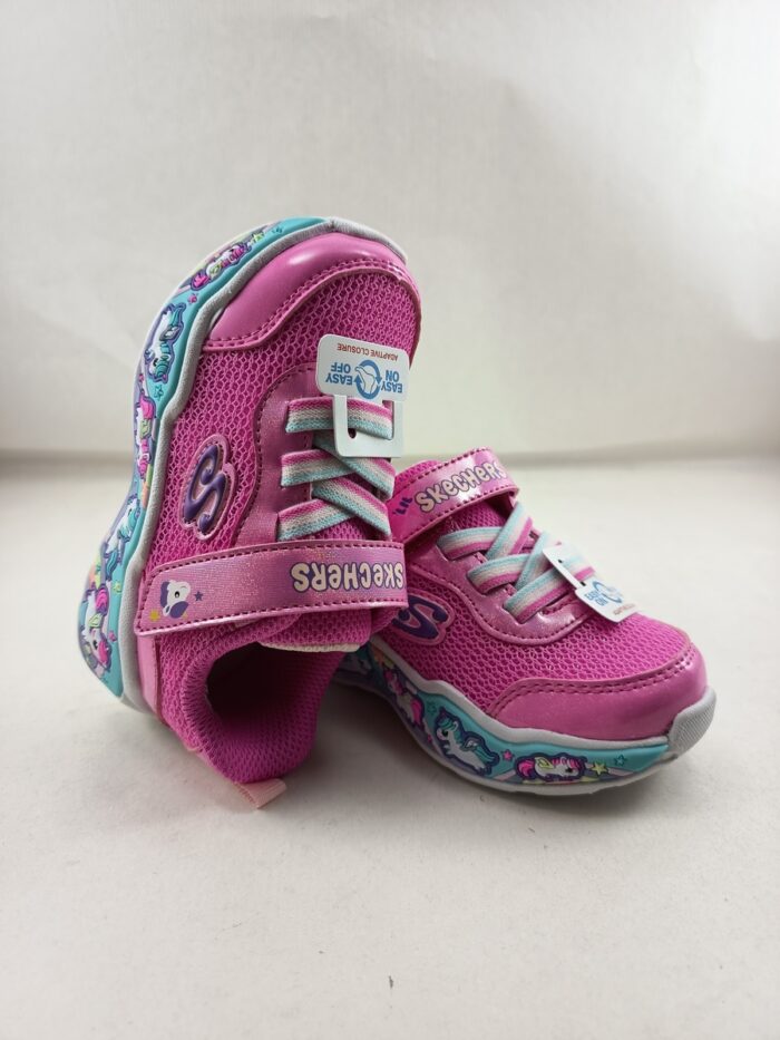 Semi-sport sintetico rosa con cierre de velcro, Skechers mod. 303158 - Imagen 3