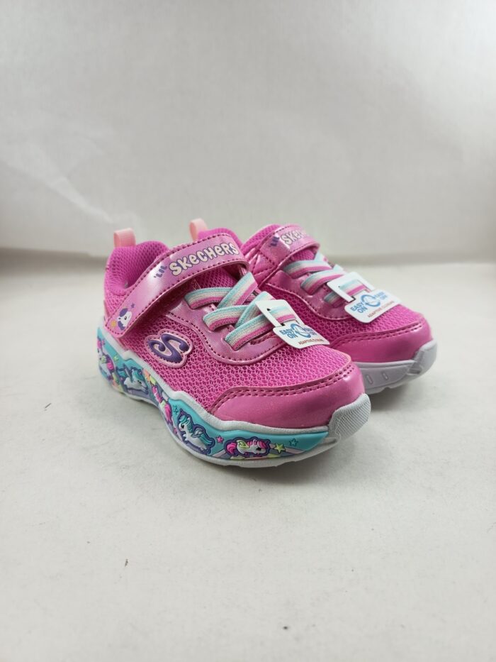 Semi-sport sintetico rosa con cierre de velcro, Skechers mod. 303158 - Imagen 4
