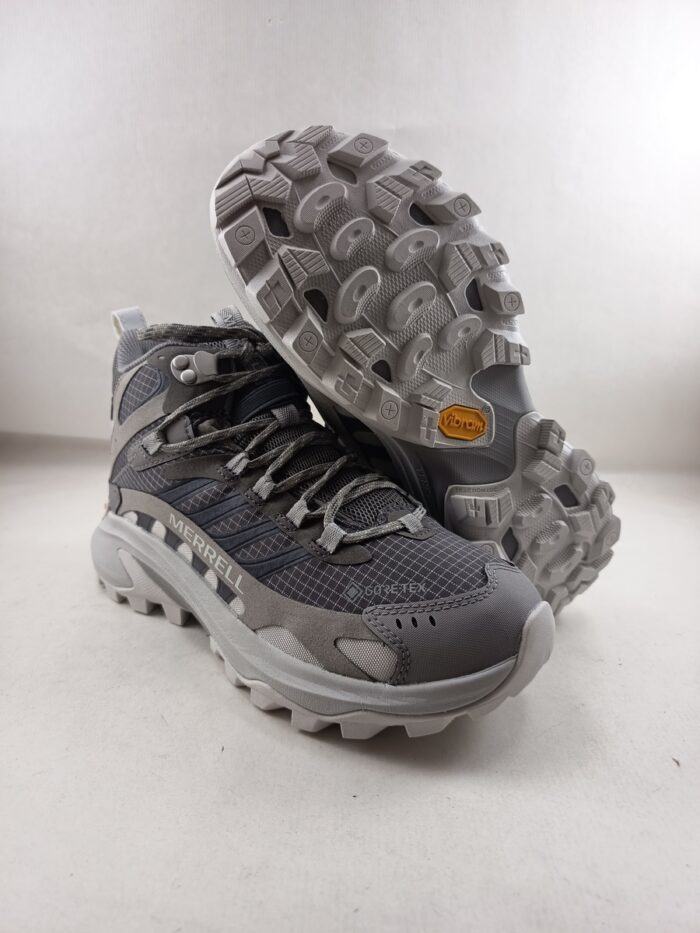 Bota trekking de piel gris con cierre de cordon, Merrell mod. J037828 - Imagen 3