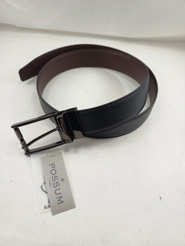 Cinturon de piel marron con cierre de hebilla reversible, Possum mod. 11223