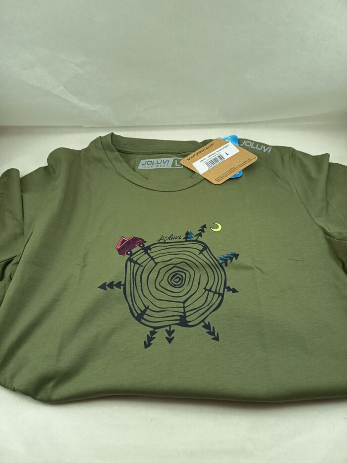 Camiseta sintetica verde con cuello redondeado, Joluvi mod. 238137