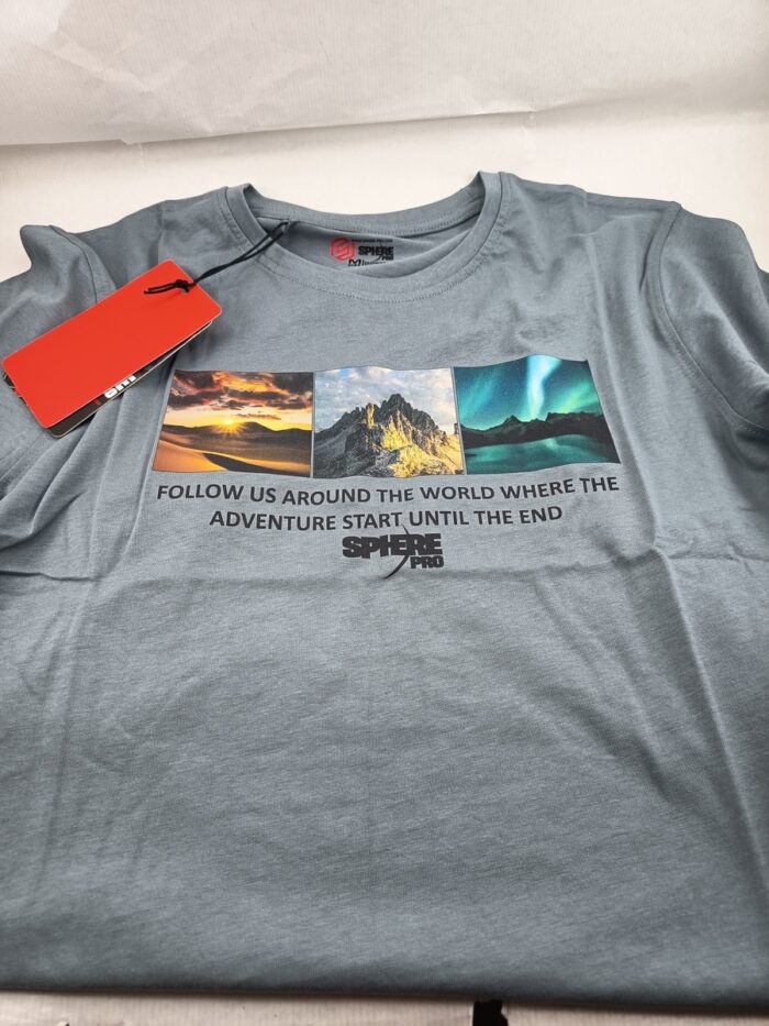 Camiseta manga corta sintetica gris sin cierres y cuello redondeado, Bcn mod. 7015023