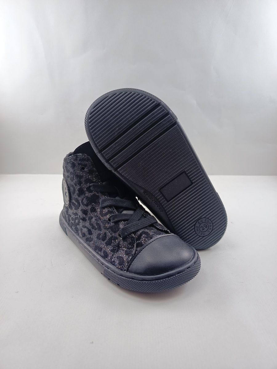 Bota de piel negra con cierre de cordon y cremallera, Coquette mod. 15500 - Imagen 4