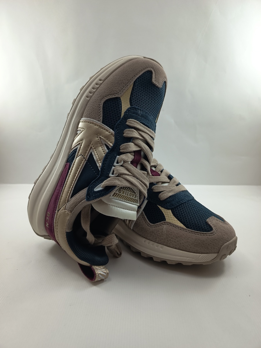 Semi-sport de piel multicolor con cierre de cordon, Kaotiko mod. 042700
