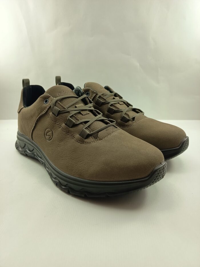 Semi-sport de piel gris con cierre de cordon, Grisport mod. 44524