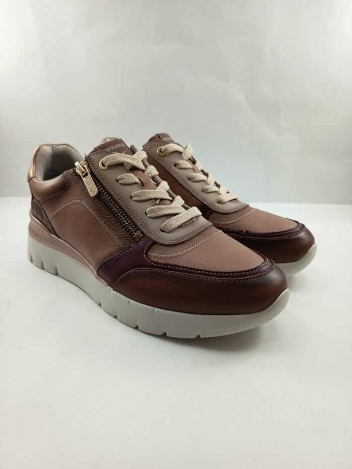 Semi-sport de piel marron con cierre de cordon y cremallera, Pikolinos mod. 6524C3