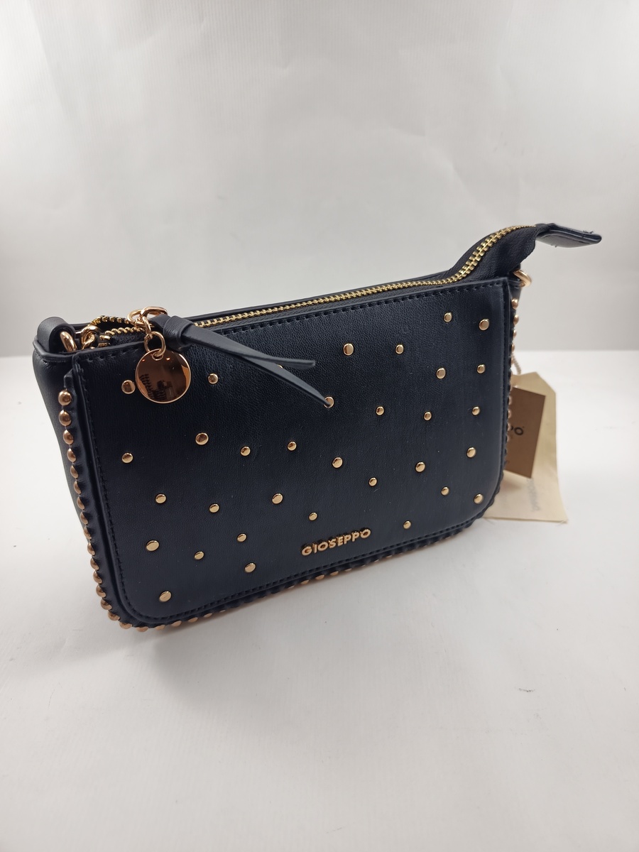 Bolso sintetico negro con cierre de cremallera, Gioseppo mod. 76971