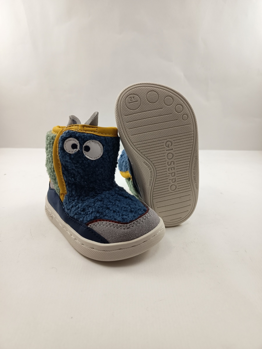 Zapatilla tipo bota sintetica azul con cierre de velcro, Gioseppo mod. 76998 - Imagen 4