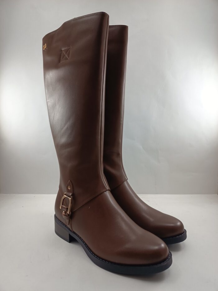 Bota alta de piel marron con cierre de cremallera, Mariamare mod. 63610