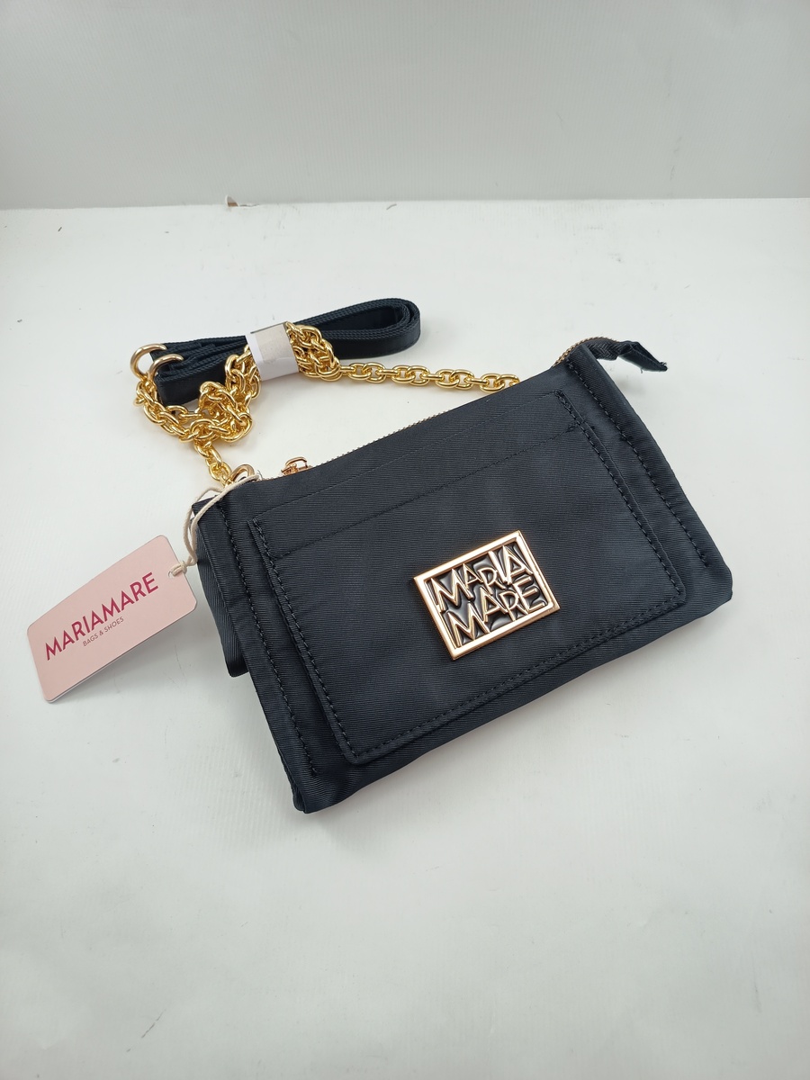 Bolso sintetico negro con cierre de cremallera, Mariamare mod. Dauma