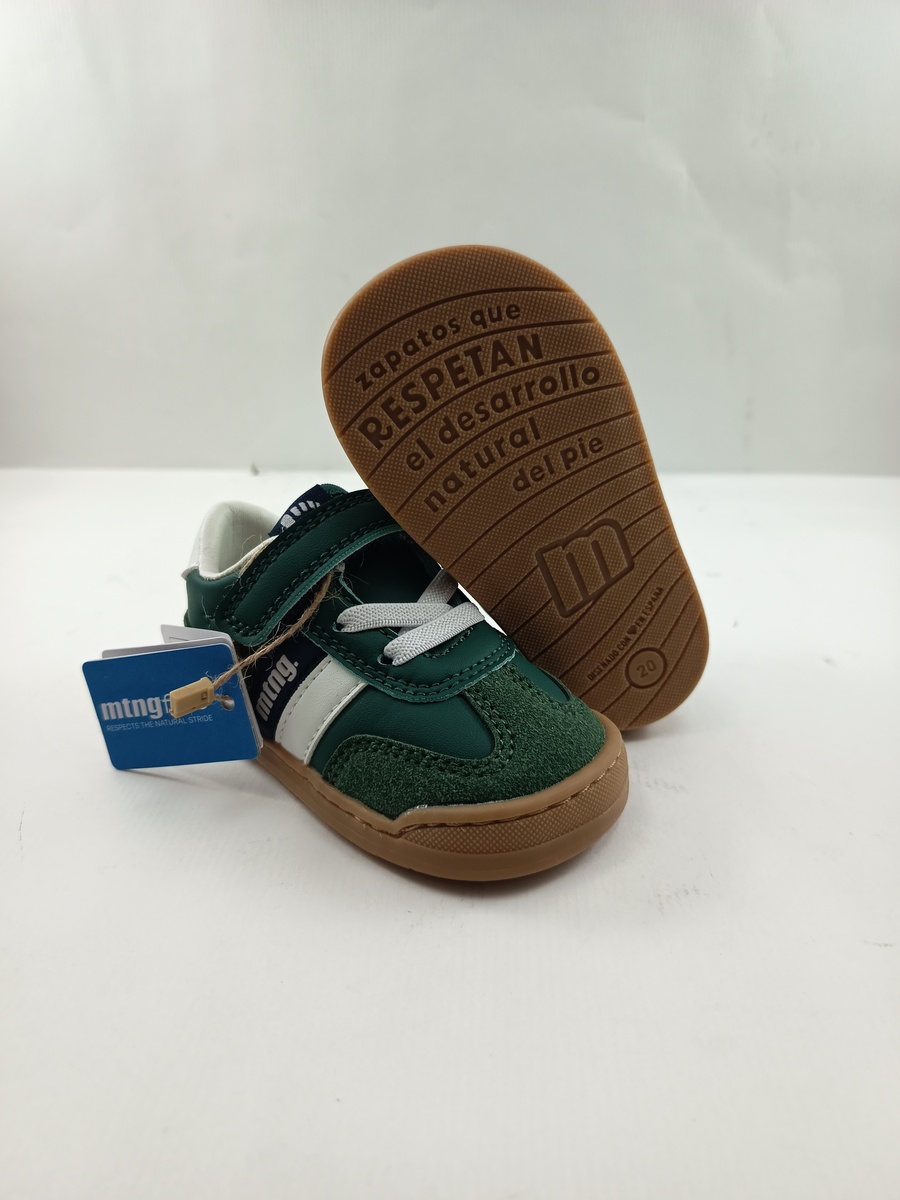 Semi-sport de piel verde con cierre de velcro, Mustang kids mod. 49060 - Imagen 3