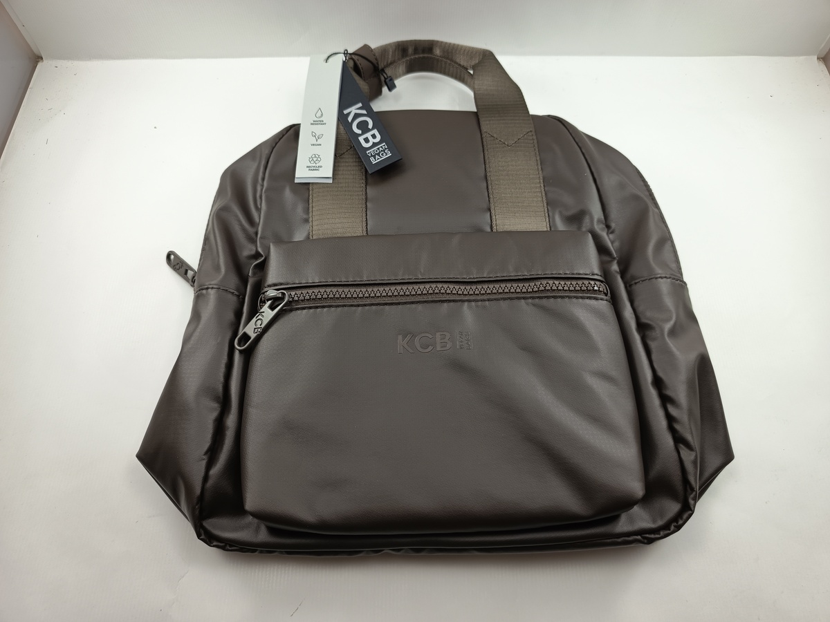 Mochila mediana sintetica marron con cierre de cremallera, Kcb mod. 3571