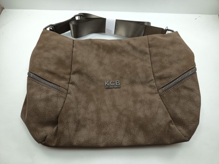 Bandolera grande sintetica marron con cierres de cremallera, Kcb mod. 3293
