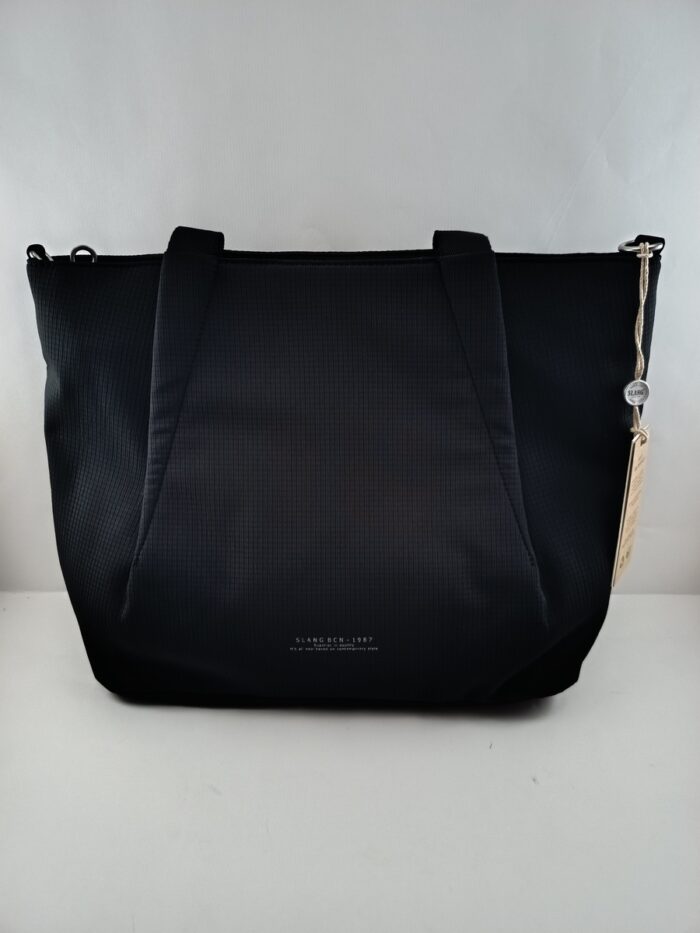 Bolso sintetico negro con cierres de cremallera, Slang mod. Jou1