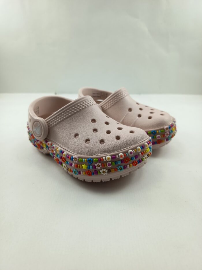 Croc classico beaded crema sin cierres y tira trasera, Croc mod. 211627/14