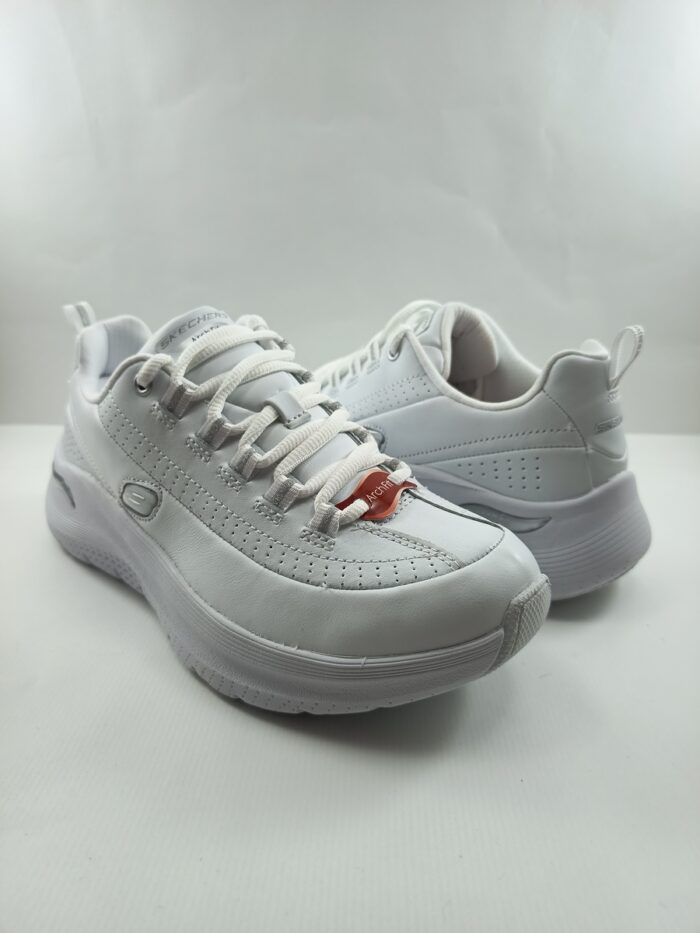 Semi-sport de piel blanca con cierre de cordon, Skechers mod. 150061 - Imagen 3
